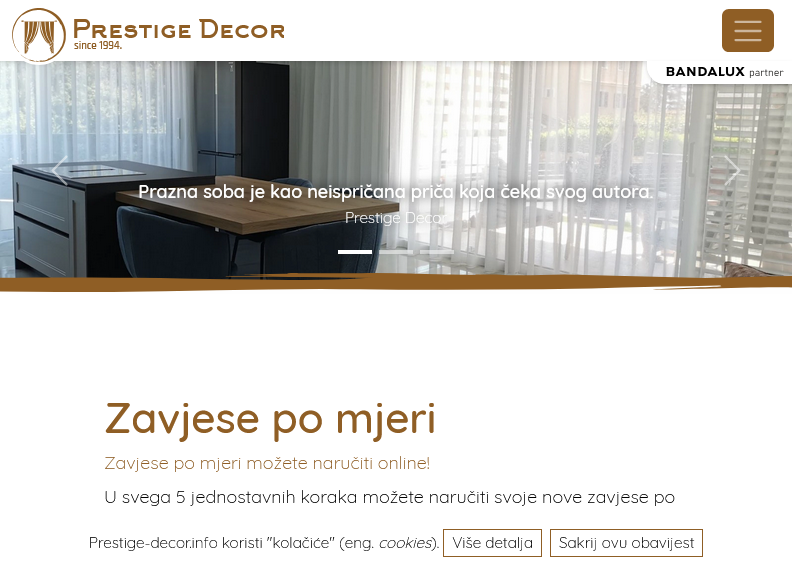 Screenshot for main page of domain prestige-decor.info